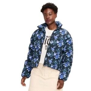 Woolrich x Target Blue Floral Quilted Puffer Jacket Limited Edition Women's 1X
